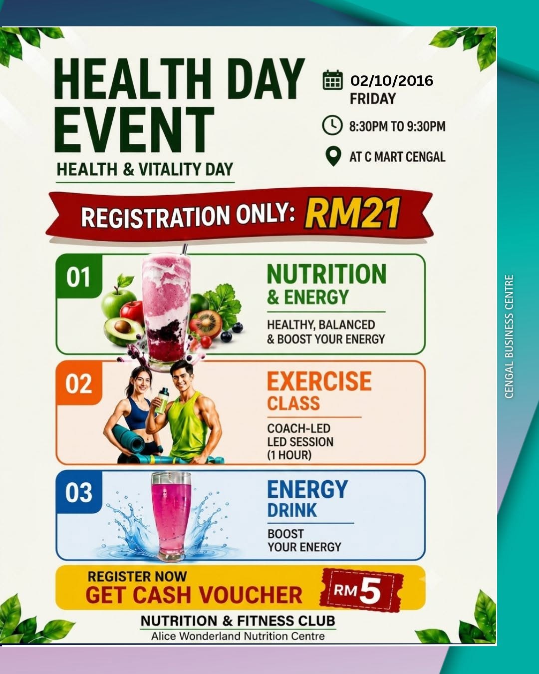 JOM SERTAI HEALTH DAY EVENT DEKAT C-MART CENGAL! MALAM ESOK ADA EXERCISE...
