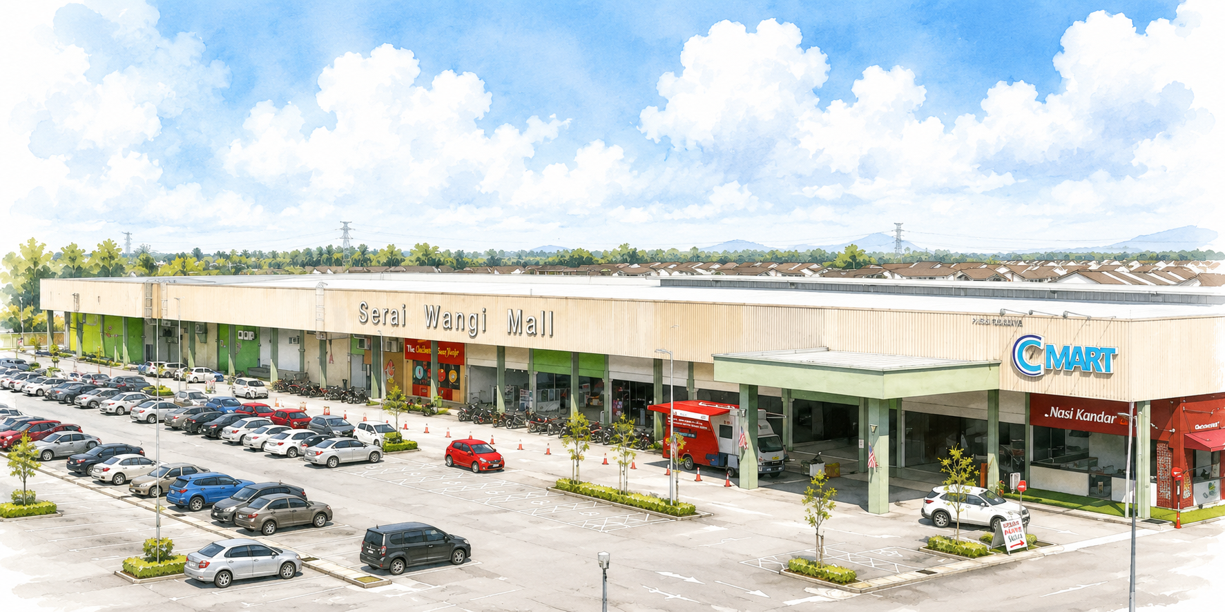 Aerial view of Serai Wangi Mall